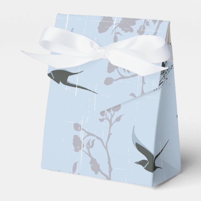 Caixinha De Lembrancinhas Lírios cor-de-rosa e Rosas em azul (Frente)