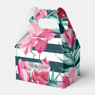 Caixinha De Lembrancinhas Listrado floral personalizado do verão exótico