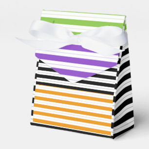 Caixinha De Lembrancinhas Listras de Halloween Roxo Verde Preto Laranja