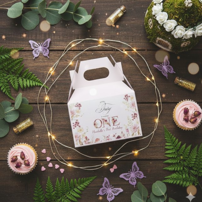 Caixinha De Lembrancinhas Little Fairy Floral Garden First Birthday  (Criador carregado)