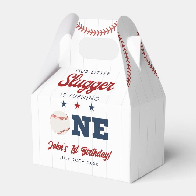 Caixinha De Lembrancinhas Little Slugger Baseball 1st Birthday (Frente)