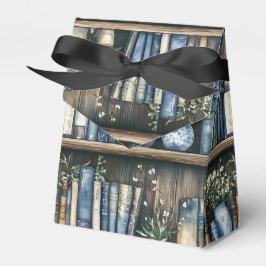 Caixinha De Lembrancinhas Livros Azuis e Flores na Estante