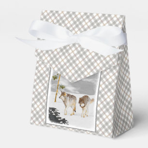 Caixinha De Lembrancinhas Lobos na Pintura da Neve - Arte Original da Vida S