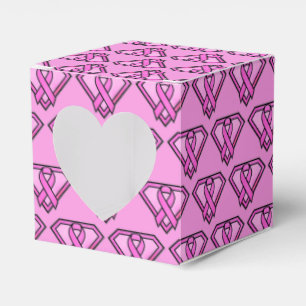 Caixinha De Lembrancinhas Logotipo de Diamante Rosa de Conscientização do Câ