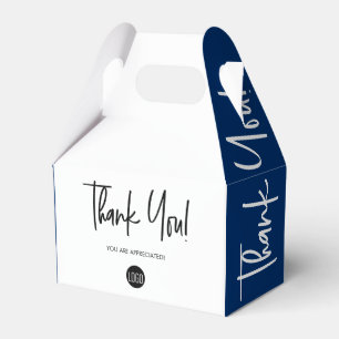 Caixinha De Lembrancinhas Logotipo personalizado azul branco simples para eq