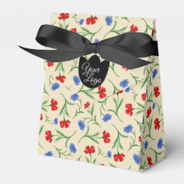 Caixinha De Lembrancinhas Logotipo Personalizado Vermelho Azul Taupe Padrão