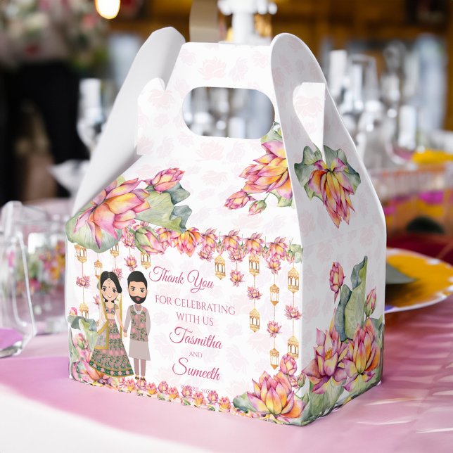 Caixinha De Lembrancinhas Lotus lanterns Indian mehndi personalizado (Lotus lanterns Indian mehndi personalized Favor Box)