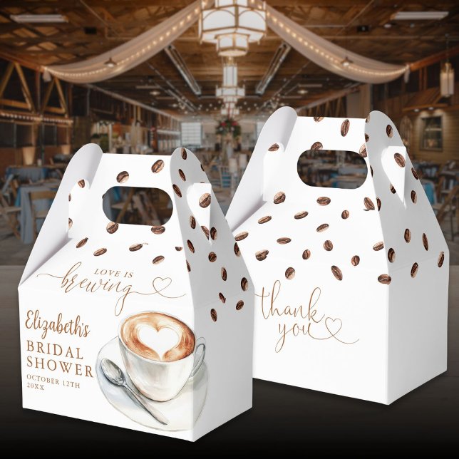 Caixinha De Lembrancinhas Love Is Brewing Coffee Theme Bridal Shower (Love Is Brewing Coffee Theme Bridal Shower Favor Boxes)