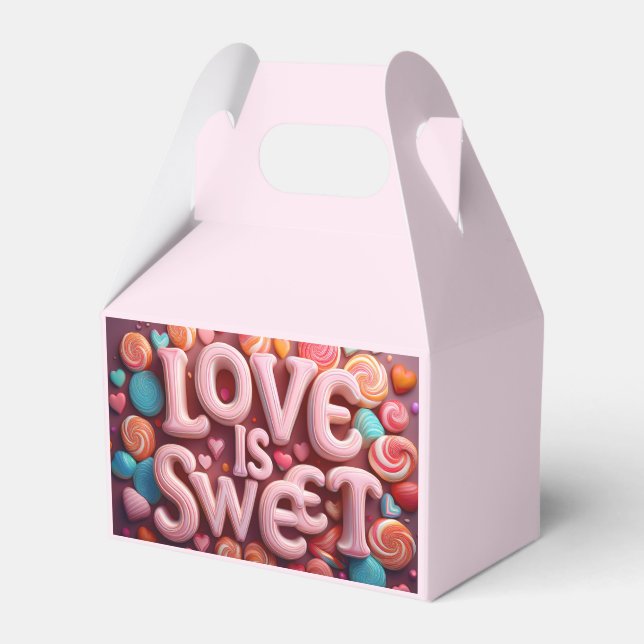 Caixinha De Lembrancinhas Love Is Sweet Valentine Wedding Typography (Frente)