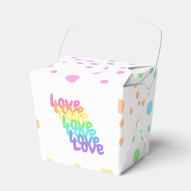 Caixinha De Lembrancinhas "Love" Rainbow Polka Dotado (Frente)