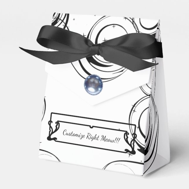 Caixinha De Lembrancinhas Lua de Gato Cósmico e estrelas (Frente)