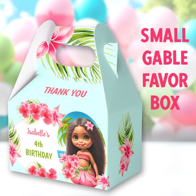 Caixinha De Lembrancinhas Luau Summer Birthday Tropical Beach Party (Luau Tropical Small Gable Favor Boxes - You can choose from 3 sizes of these gable favor boxes)