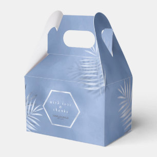 Caixinha De Lembrancinhas Lush Palm Leaf Wedding Obrigados Windsor Blue ID95