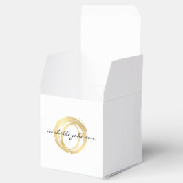 Caixinha De Lembrancinhas Luxe Círculo Pintado em Dourado Falso Logotipo Des