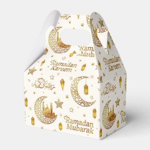 Caixinha De Lembrancinhas Luxo Dourado Ramadan Mubarak Caligrafia Islâmica