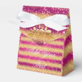 Caixinha De Lembrancinhas Luxo Monograma Rosa Popular Dourado Brilho