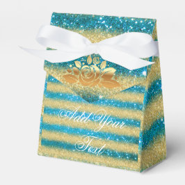 Caixinha De Lembrancinhas Luxo Monogramado Glitter Azul Dourado Popular