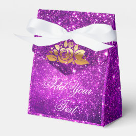 Caixinha De Lembrancinhas Luxo Monogramado Popular Glitter Roxo Dourado