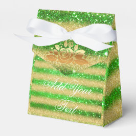 Caixinha De Lembrancinhas Luxo Monogramado Verde Popular Dourado Brilho