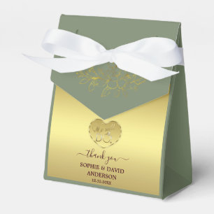 Caixinha De Lembrancinhas Luxo Verde Sage Dourado Aniversário de Casamento