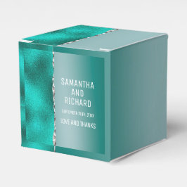 Caixinha De Lembrancinhas Luxury Teal Turquoise Silver Glitter