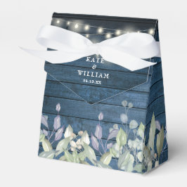 Caixinha De Lembrancinhas Luzes de Corda Rústicas Azuis com Folhagem para Ca