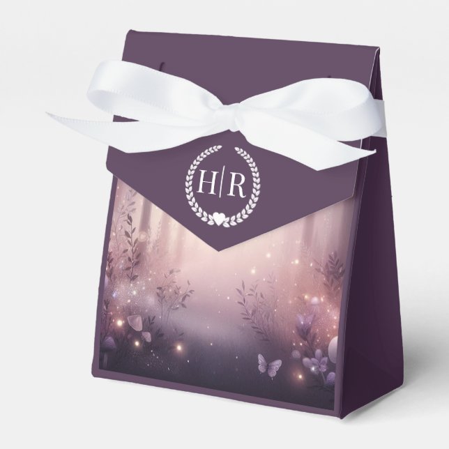 Caixinha De Lembrancinhas Luzes de fada no casamento brilhante em Woodland (Frente)