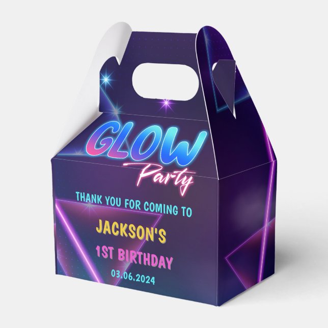 Caixinha De Lembrancinhas Luzes Neon Brilhantes Obrigado Festa de aniversári (Frente)