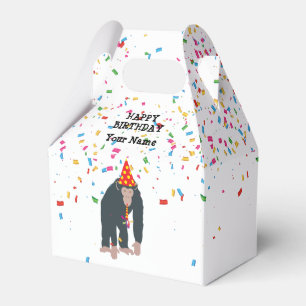 Caixinha De Lembrancinhas Macacos-chimpanzé festejando animais com festa