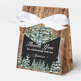 Caixinha De Lembrancinhas Madeira Neve Negra e Pinheiro Florestal