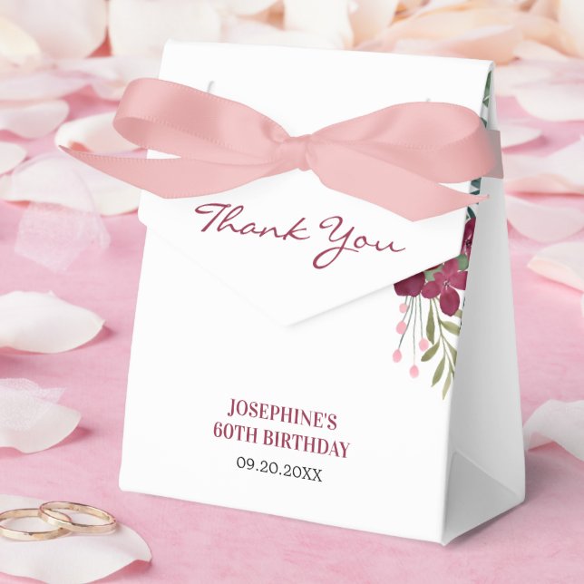 Caixinha De Lembrancinhas Magenta Pink Rose Floral Botanical Birthday (Casamento)