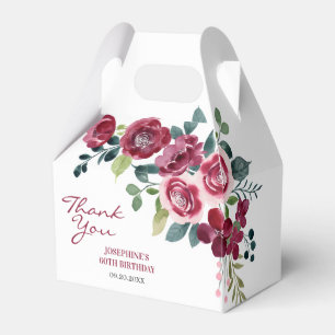 Caixinha De Lembrancinhas Magenta Rosa Flora Verdura Aniversário