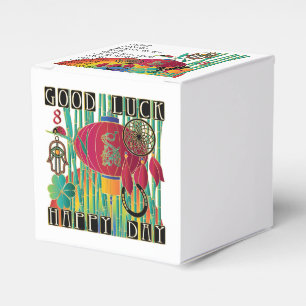 Caixinha De Lembrancinhas Mah Jongg Boa Sorte Feliz Dia