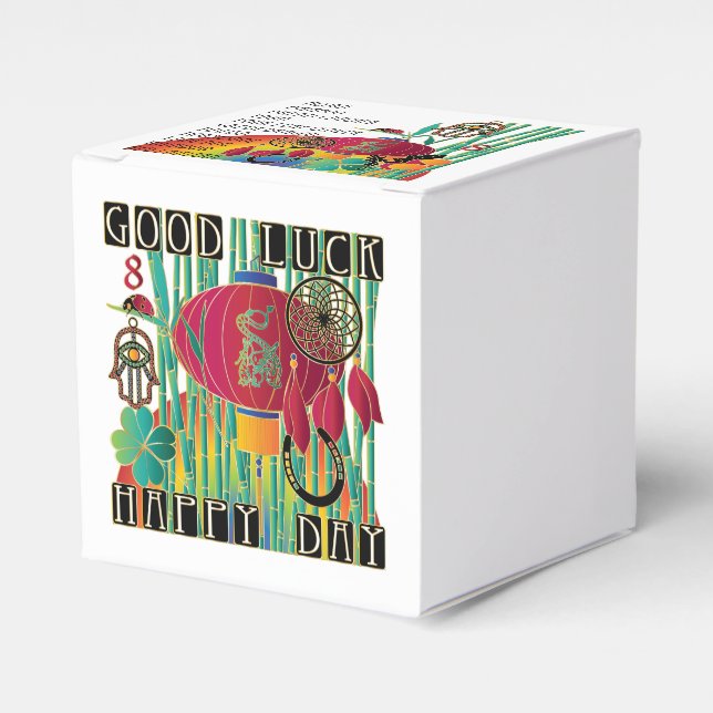 Caixinha De Lembrancinhas Mah Jongg Boa Sorte Feliz Dia (Frente)