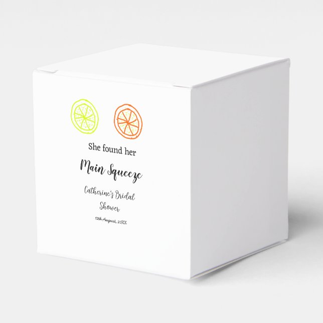 Caixinha De Lembrancinhas Main Squeeze limão cítrico chá de noiva adicionar  (Frente)