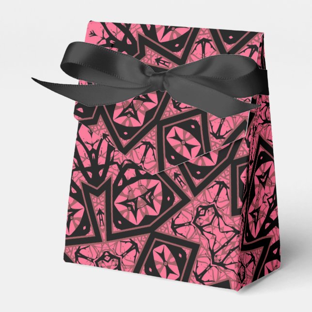 Caixinha De Lembrancinhas Mancha de retalhos cor-de-rosa e preto (Frente)