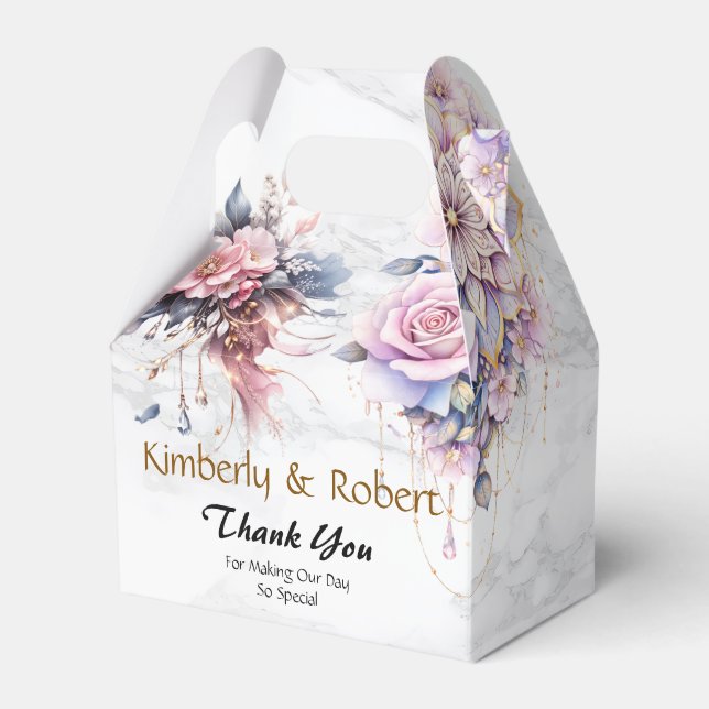 Caixinha De Lembrancinhas Mandala Floral Etérea em Elegância Pastel Suave (Frente)