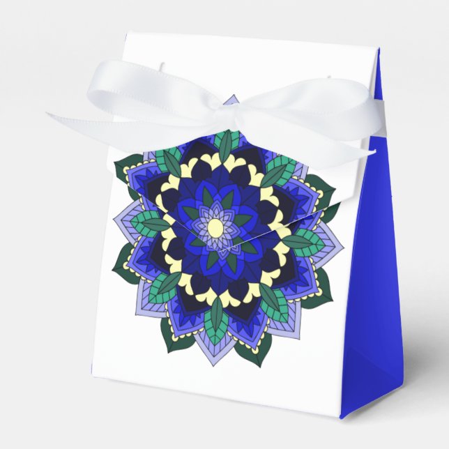 Caixinha De Lembrancinhas Mandala Padrão 02 em azul escuro Favor Box (Frente)