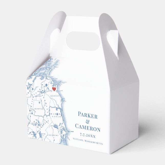 Caixinha De Lembrancinhas Mapa de Casamento de Massachusetts da Scituate Ele (Frente)