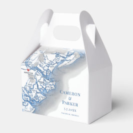Caixinha De Lembrancinhas Mapa de Savannah Geórgia Elegante Casamento Azul