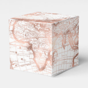 Caixinha De Lembrancinhas Mapa do mundo cor-de-rosa Dourado cor-de-rosa da