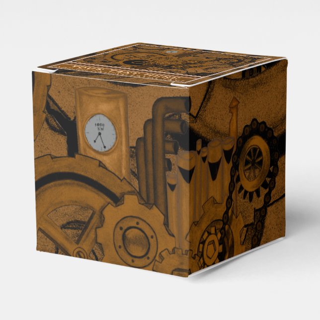 Caixinha De Lembrancinhas Máquina Steampunk (Cobre) (Frente)