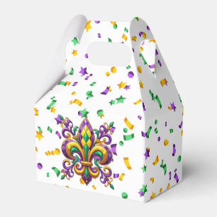 Caixinha De Lembrancinhas Mardi Gras fleur de lis, verde-púrpura