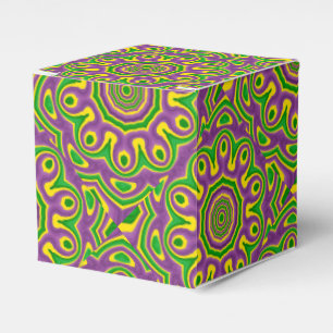 Caixinha De Lembrancinhas Mardi Gras Green Yellow Purple Pattern Mandala