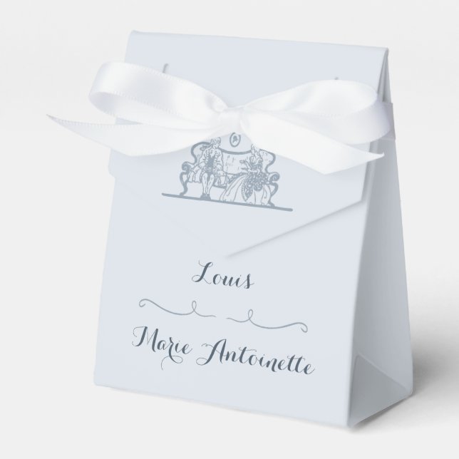 Caixinha De Lembrancinhas Marie Antoinette Wedding Rococo Dusty Blue (Frente)