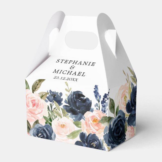 Caixinha De Lembrancinhas Marinho Azul Blush Rosa Rosa Boho Casamento (Verso)