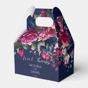 Caixinha De Lembrancinhas Marinho azul burgund rosas rosa obrigado de casame