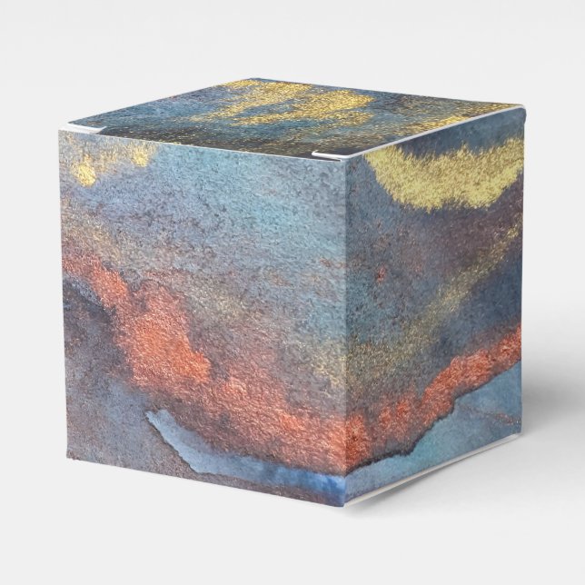 Caixinha De Lembrancinhas Marinho Azul e Dourado Marble Marble Modern Abstra (Frente)