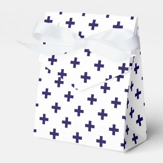 Caixinha De Lembrancinhas Marinho azul polka cruza em branco (Frente)