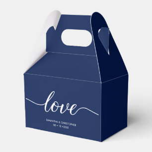 Caixinha De Lembrancinhas Marinho azul Simples Script de Amor Personalizado